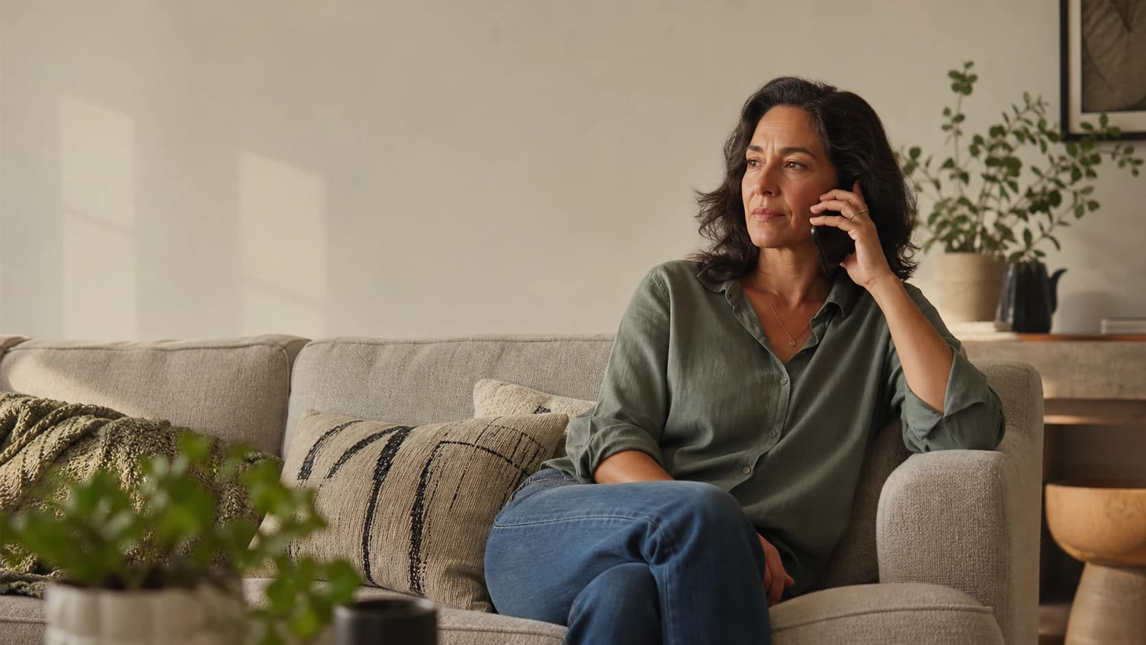 A clinical-trial participant completing a voice check-in at home.